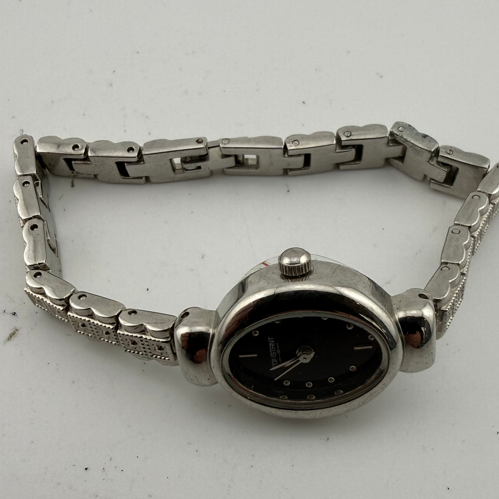 Constant Ladies Silver Tone Black Dial Quartz Bracelet Watch Fully Tested and  Working- £15.00