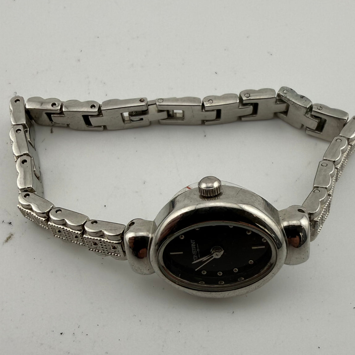 Constant Ladies Silver Tone Black Dial Quartz Bracelet Watch Fully Tested and  Working- £15.00