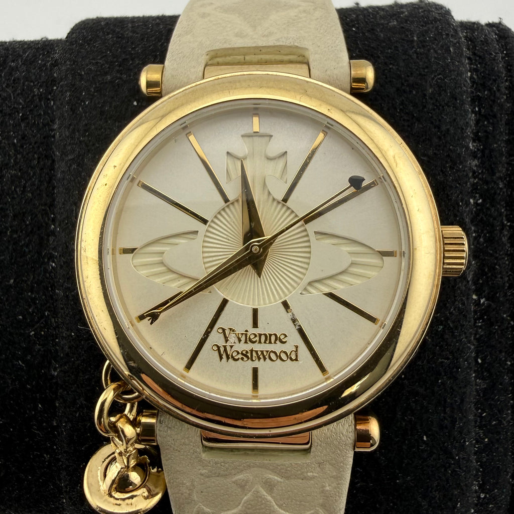 Vivienne Westwood Orb II VV006WHWH Ladies Gold Plated Swiss Quartz Watch 35mm Orb Charm- £80.00