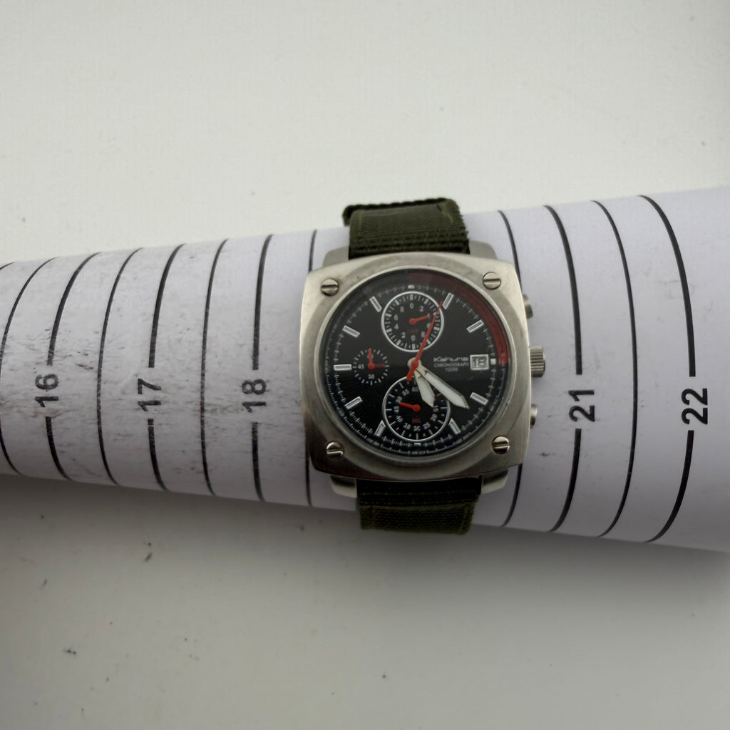 Kahuna K2V-0017G Mens Chronograph 100M Black Dial Canvas Strap Fully Tested and Working- £40.00