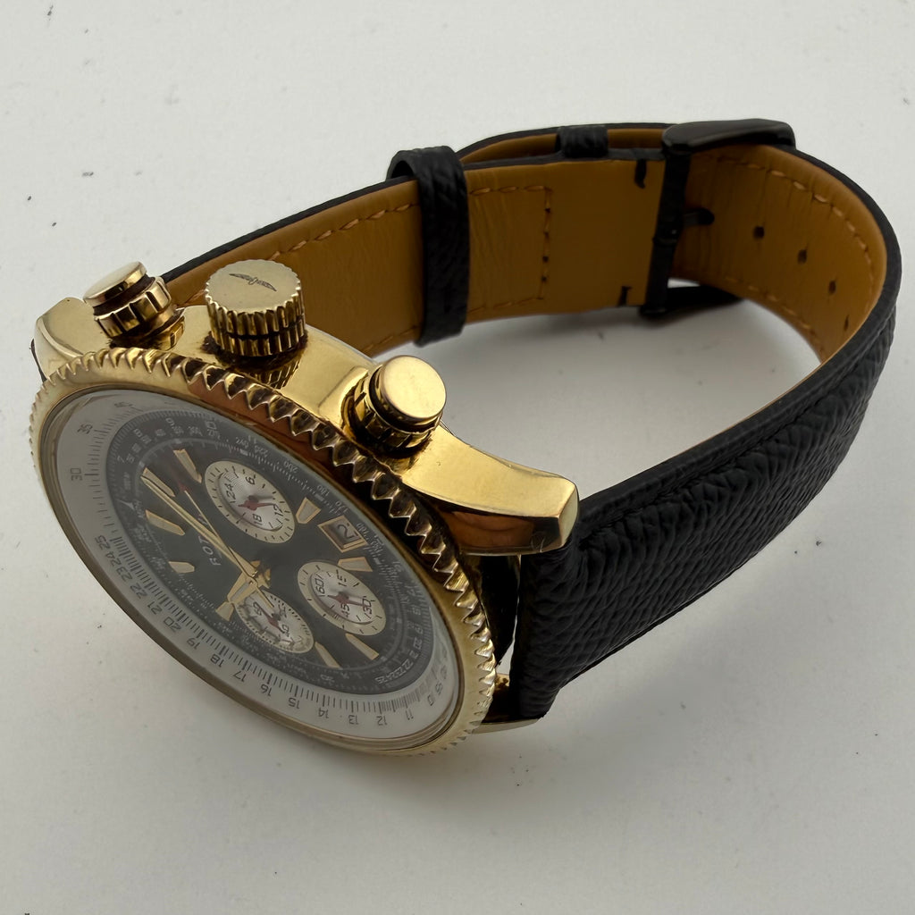 Rotary GS03008/04 Chronospeed Pilot Chronograph Gold Tone Black Dial 46mm- £75.00