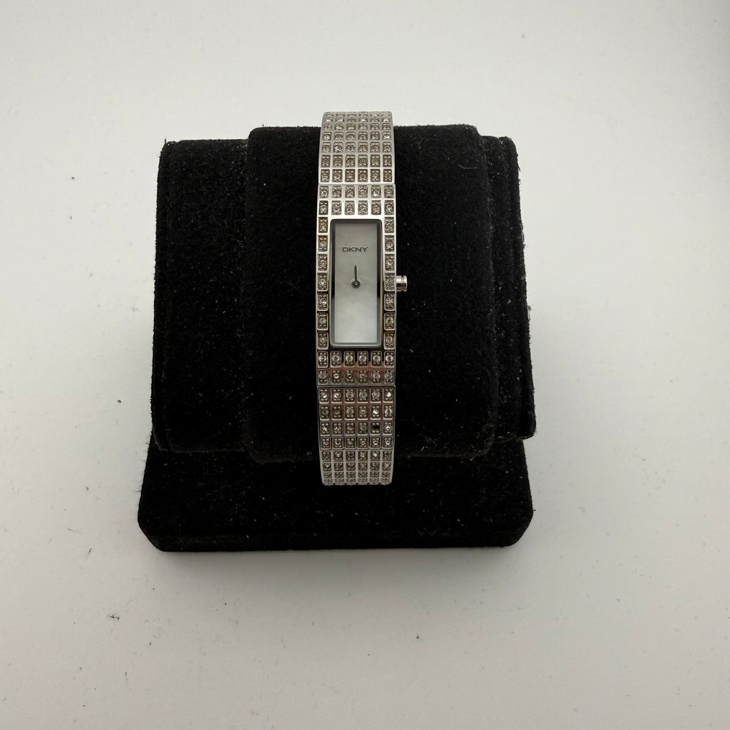 DKNY Ladies Silver Tone Crystal Set Bracelet Quartz Watch Fully Tested and Working- £35.00