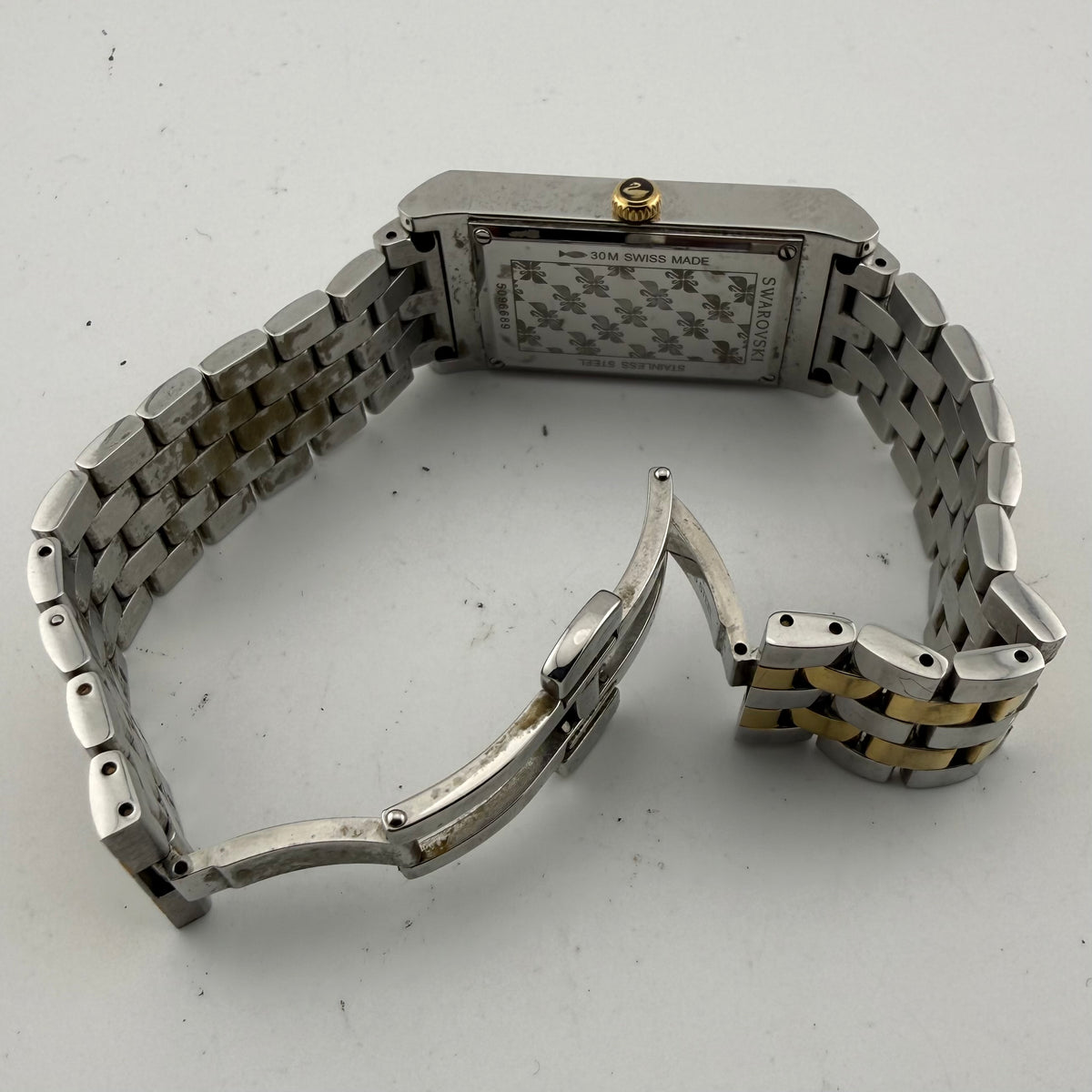 Swarovski Lovely Crystals Square 5096689 Two-Tone Swiss Watch – Boxed + Spare Links- £175.00