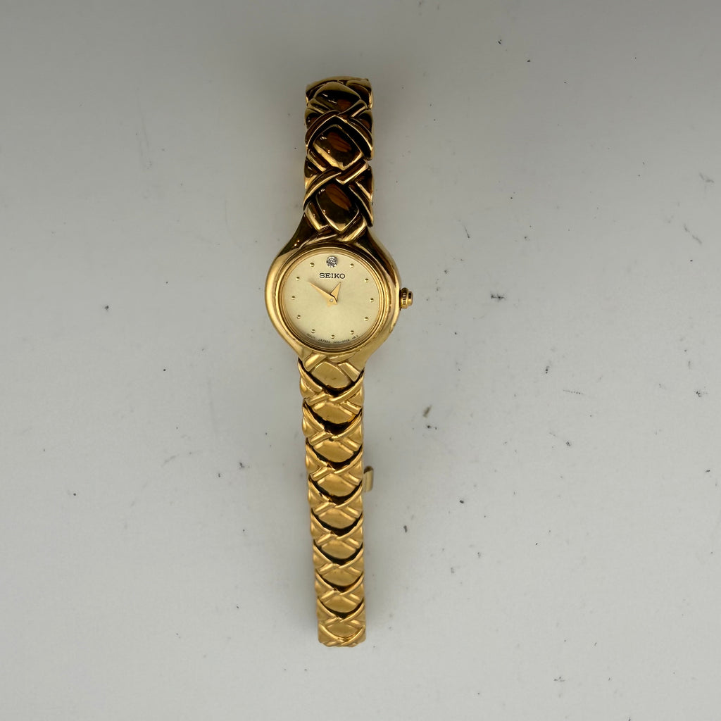 Seiko Ladies Gold Tone Quartz Watch 1N00-0CG8 Bracelet Fully Tested and  Working- £40.00