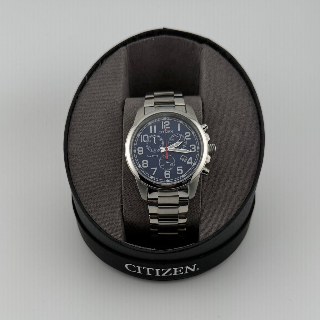 Citizen Eco-Drive H500 Chronograph Blue Dial Stainless Steel 44mm Boxed (Fully Tested and working)- £130.00