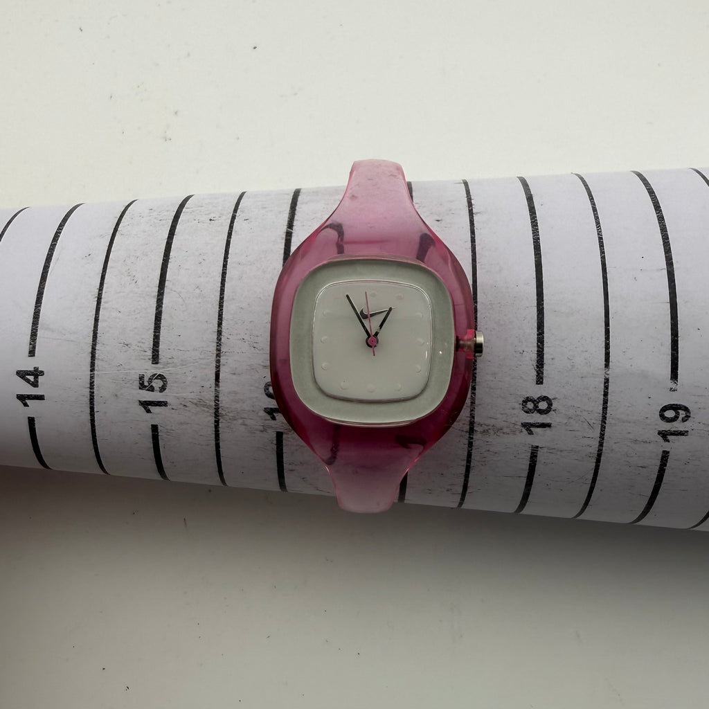 Nike Ladies Pink Transparent Cuff Bangle Quartz Watch Fully Tested and Working- £15.00