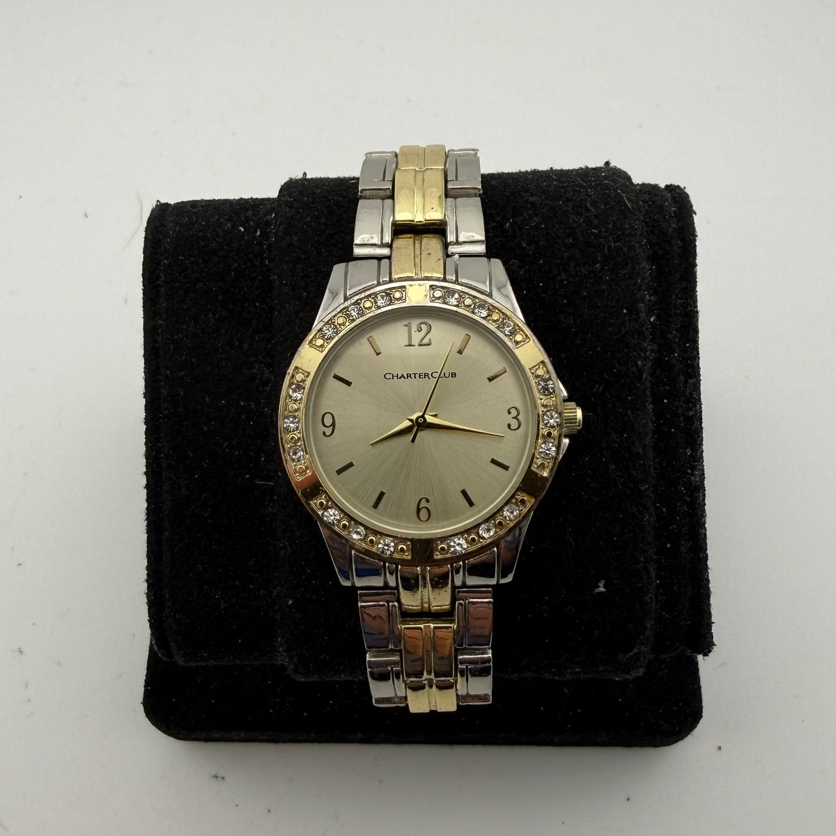 Charter Club 16221 Ladies Two Tone Crystal Bezel Quartz Watch Fully Tested and Working- £10.00