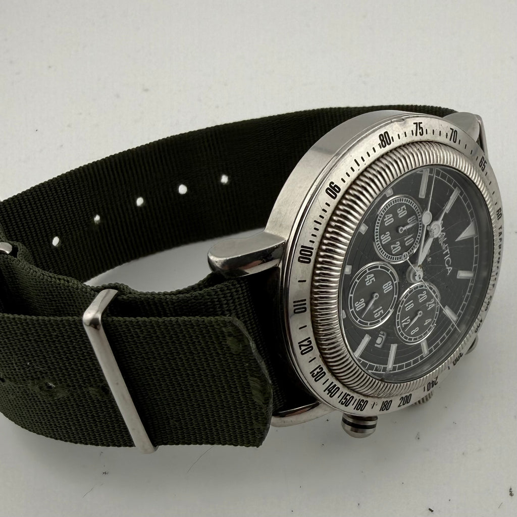 Nautica Men’s Dark Green Dial Quartz Chronograph Tachymeter 48mm Watch (Fully Tested and working)- £60.00