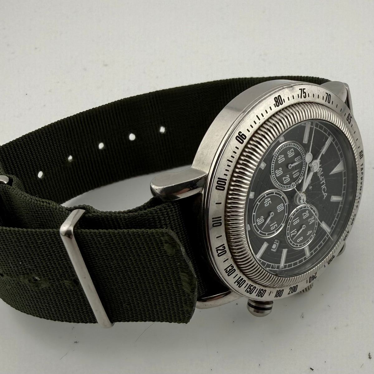 Nautica Men’s Dark Green Dial Quartz Chronograph Tachymeter 48mm Watch (Fully Tested and working)- £60.00