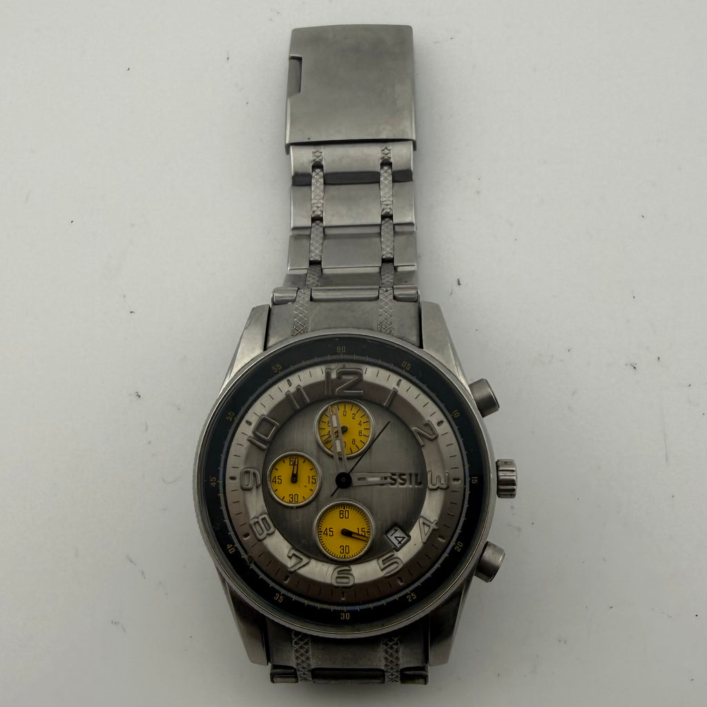 Fossil JR-9937 Gents Chronograph Watch Yellow Sub Dials Fully Tested and Working- £35.00