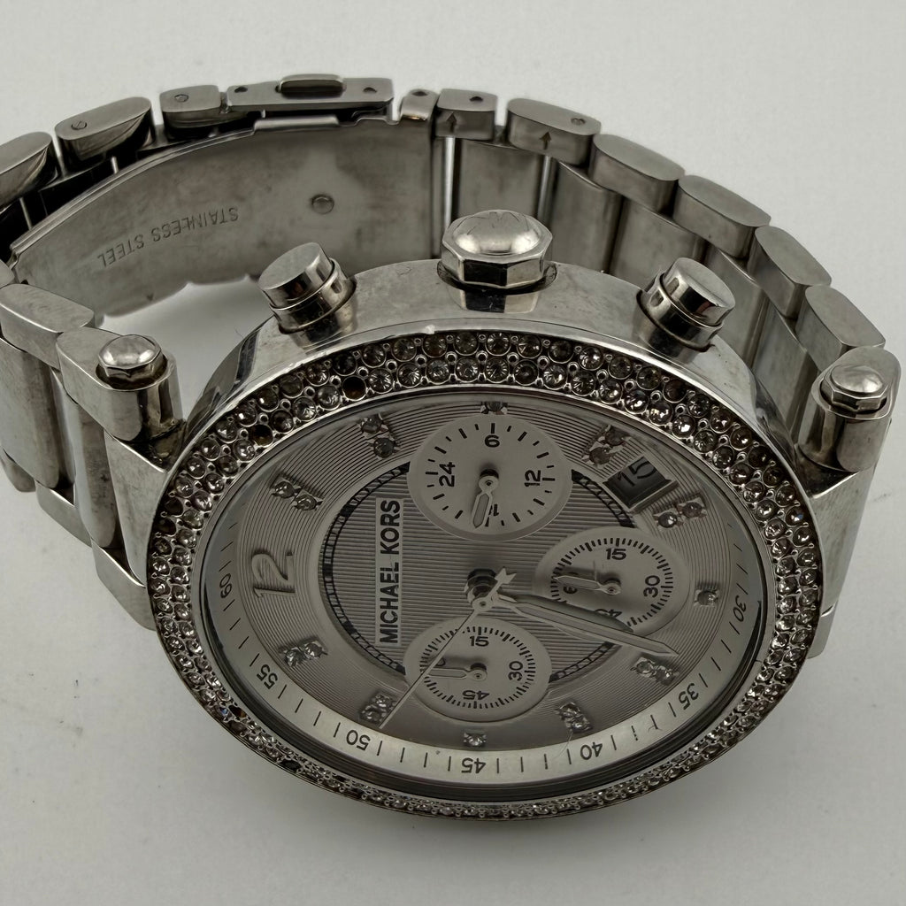 Michael Kors Parker MK5353 Ladies Crystal Chronograph Silver Watch Fully Tested and Working- £25.00