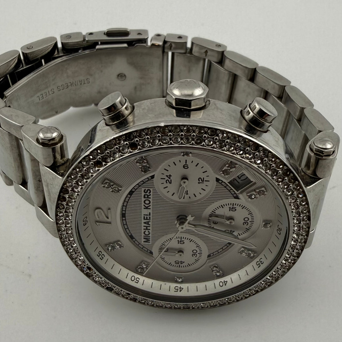 Michael Kors Parker MK5353 Ladies Crystal Chronograph Silver Watch Fully Tested and Working- £25.00