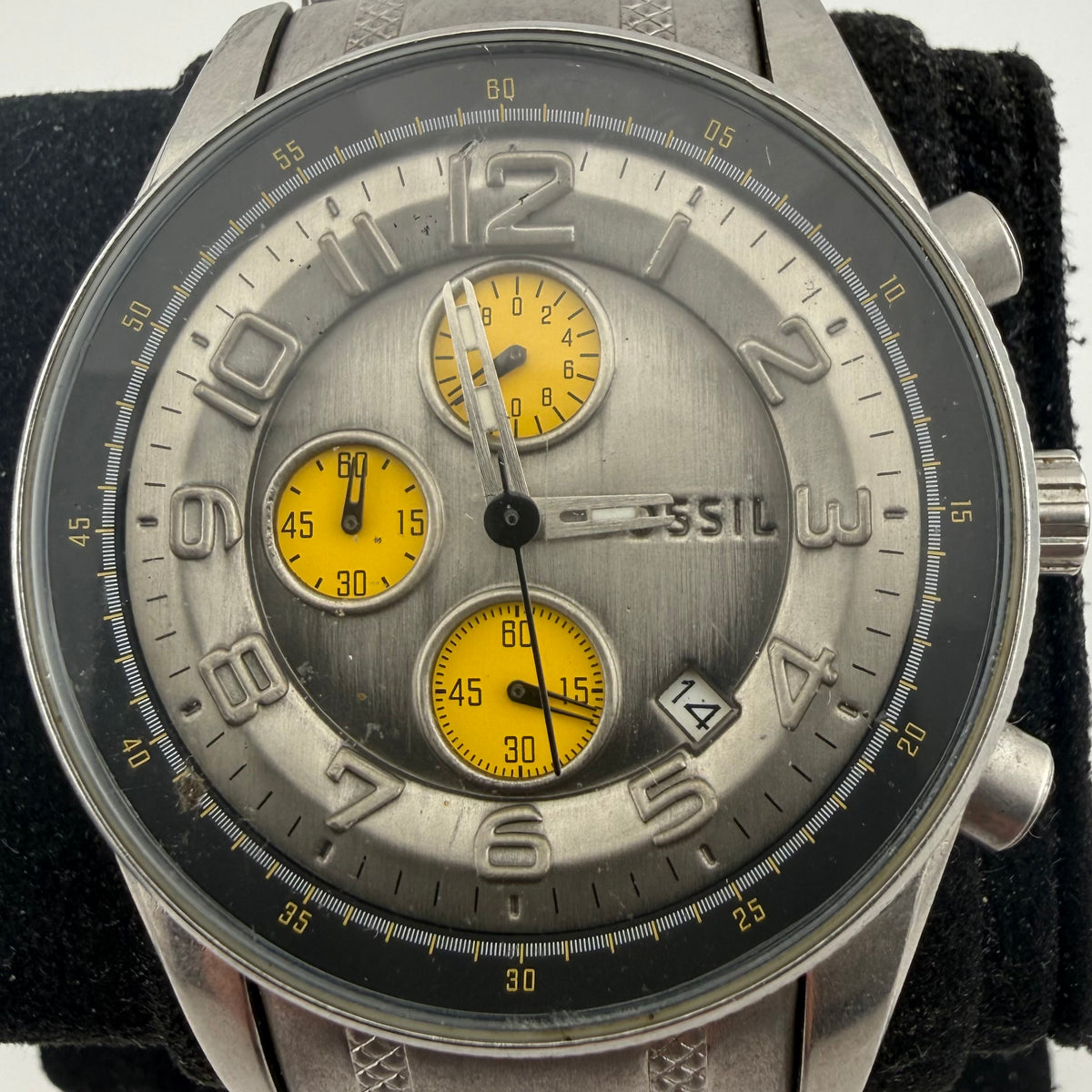 Fossil JR-9937 Gents Chronograph Watch Yellow Sub Dials Fully Tested and Working- £35.00