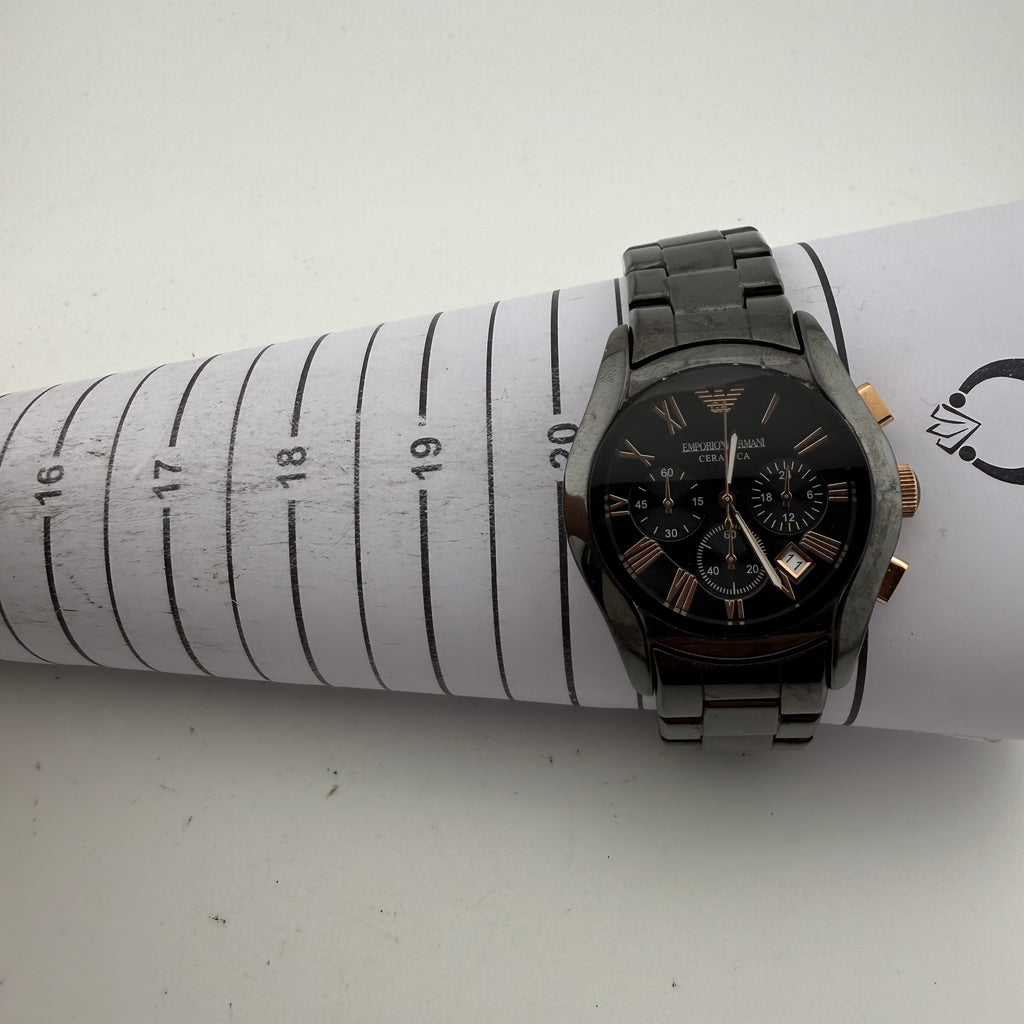 Emporio Armani AR1410 Ceramica Black Rose Gold Chronograph Watch Fully Tested and Working- £80.00