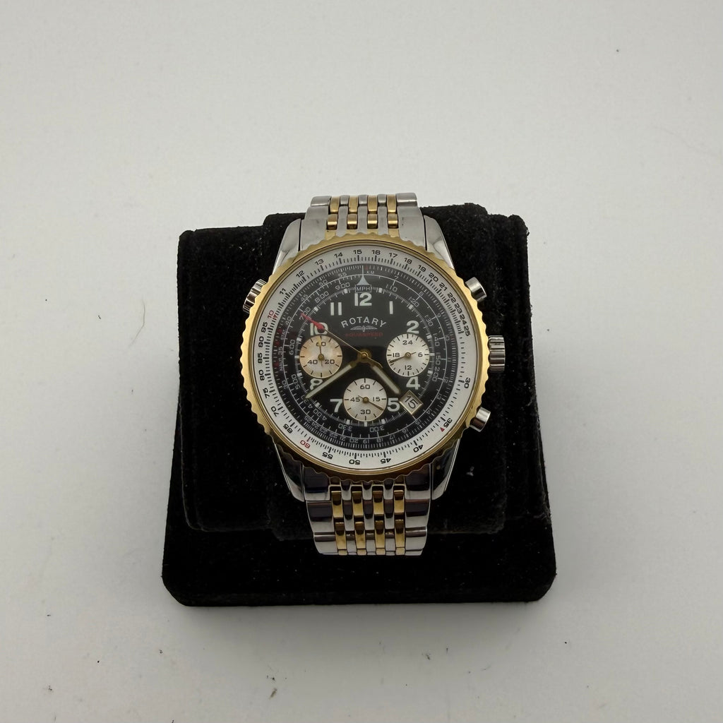 Rotary Aquaspeed Gents Two Tone Chronograph Black Dial Fully Tested and Working- £55.00