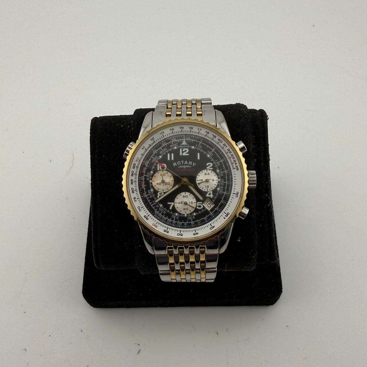Rotary Aquaspeed Gents Two Tone Chronograph Black Dial Fully Tested and Working- £55.00