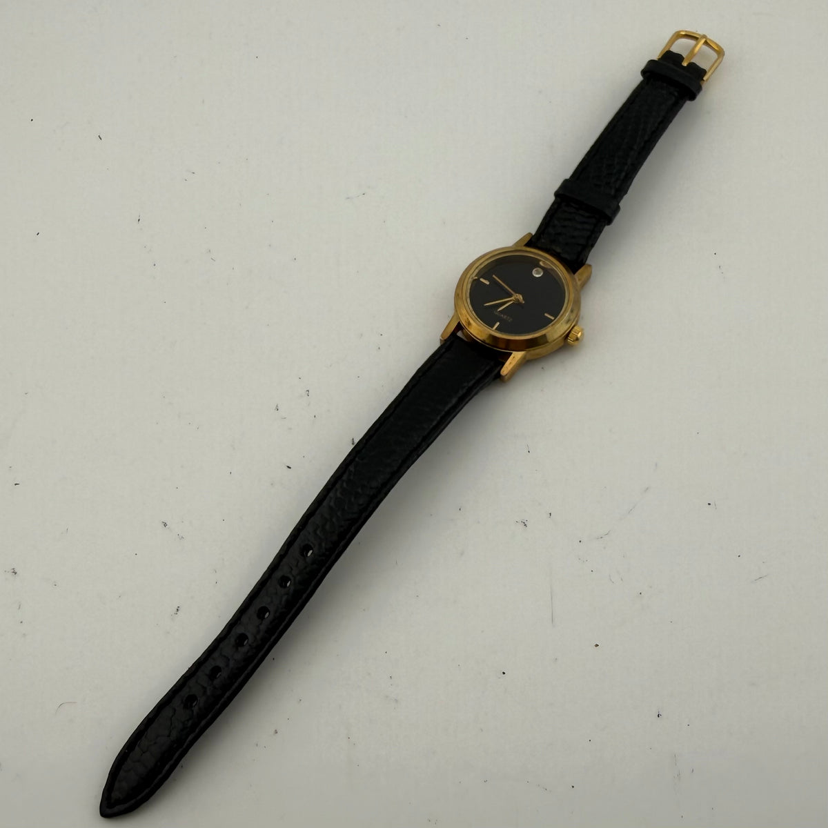 SKC Ladies Gold Tone Quartz Watch Black Dial Stone Set Fully Tested and Working- £10.00