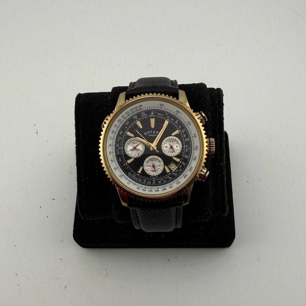 Rotary GS03008/04 Chronospeed Pilot Chronograph Gold Tone Black Dial 46mm- £75.00