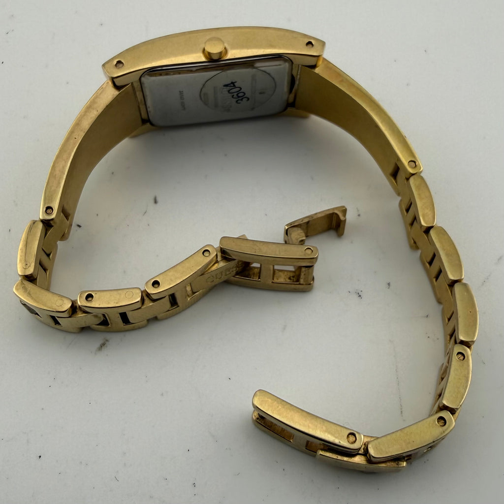 GUESS Ladies Gold Tone Crystal Set Rectangular Bracelet Watch Fully Tested and Working- £35.00