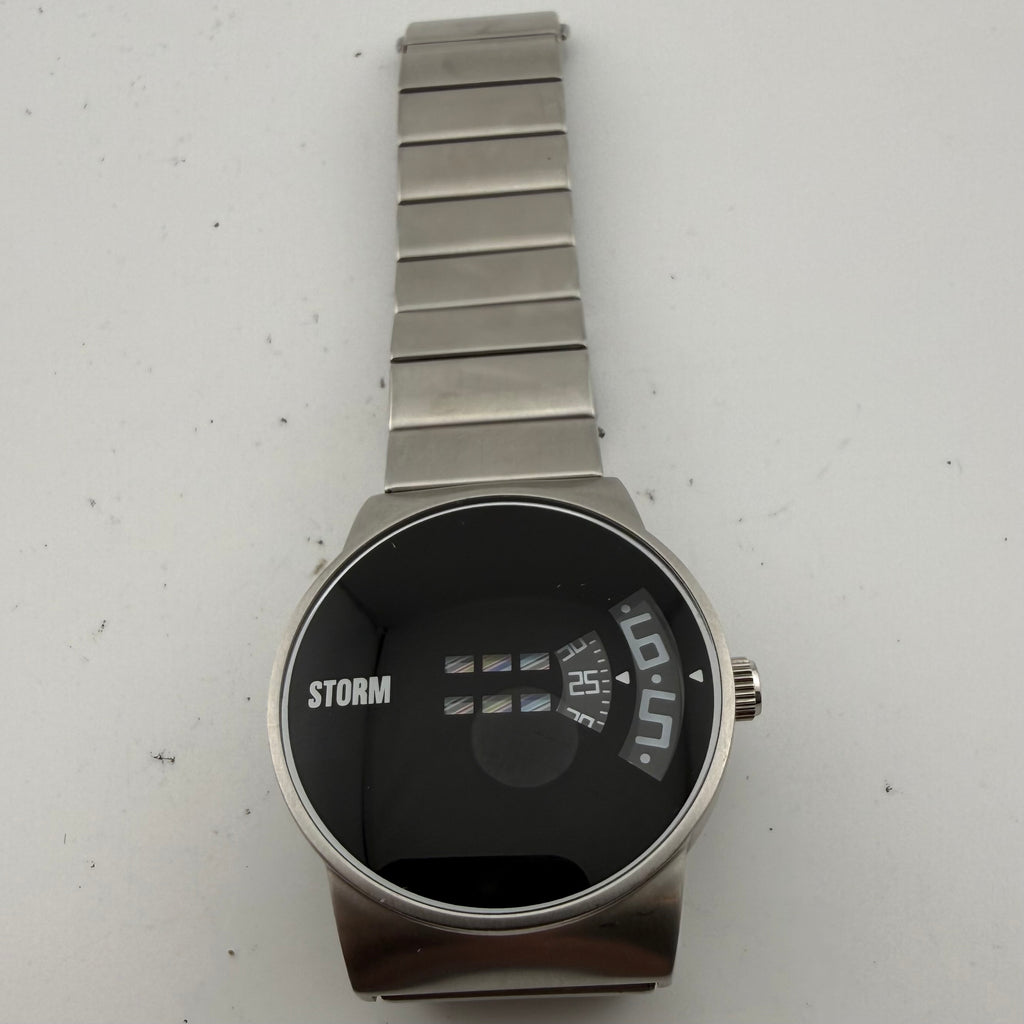 STORM Special Edition Gents Black Dial Unusual Display Steel Watch Fully Tested and Working- £60.00