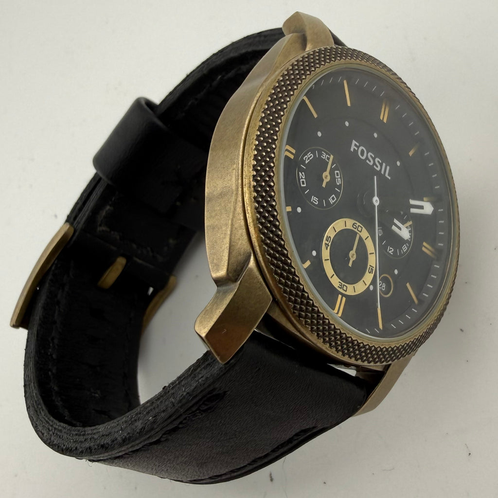 Fossil FS-4667 Mens Black Gold Tone Multifunction Watch Fully Tested and Working- £35.00