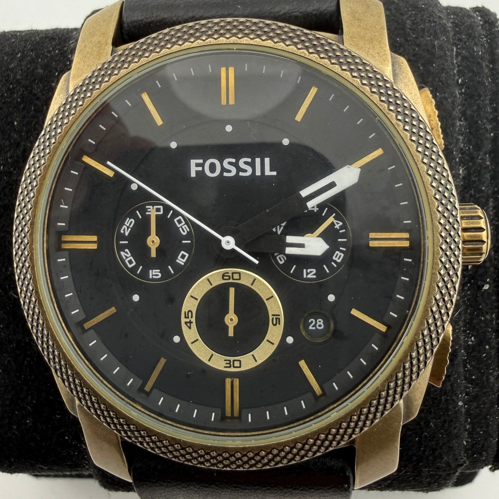 Fossil FS-4667 Mens Black Gold Tone Multifunction Watch Fully Tested and Working- £35.00