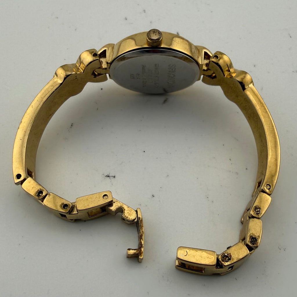 Sekonda Ladies Gold Tone Quartz Watch Crystal Set Heart Bracelet Fully Tested and Working- £12.00