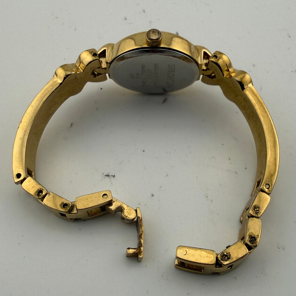 Sekonda Ladies Gold Tone Quartz Watch Crystal Set Heart Bracelet Fully Tested and Working- £12.00