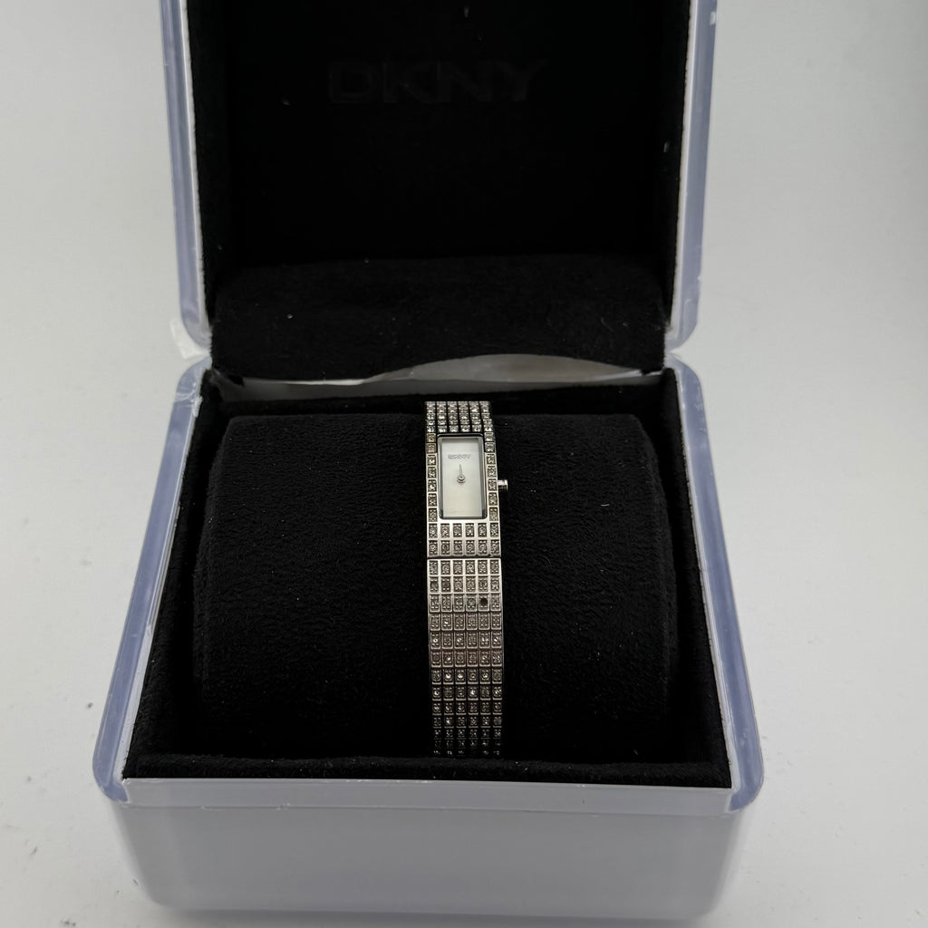 DKNY Ladies Silver Tone Crystal Set Bracelet Quartz Watch Fully Tested and Working- £35.00