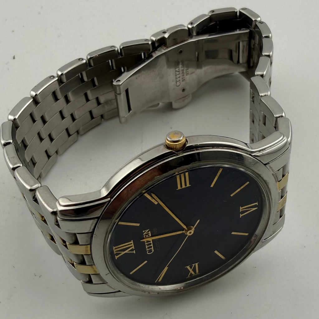 Citizen Eco-Drive Stiletto G820 Two Tone Blue Dial Ultra Slim Gents Watch Fully Tested and Working - £80.00
