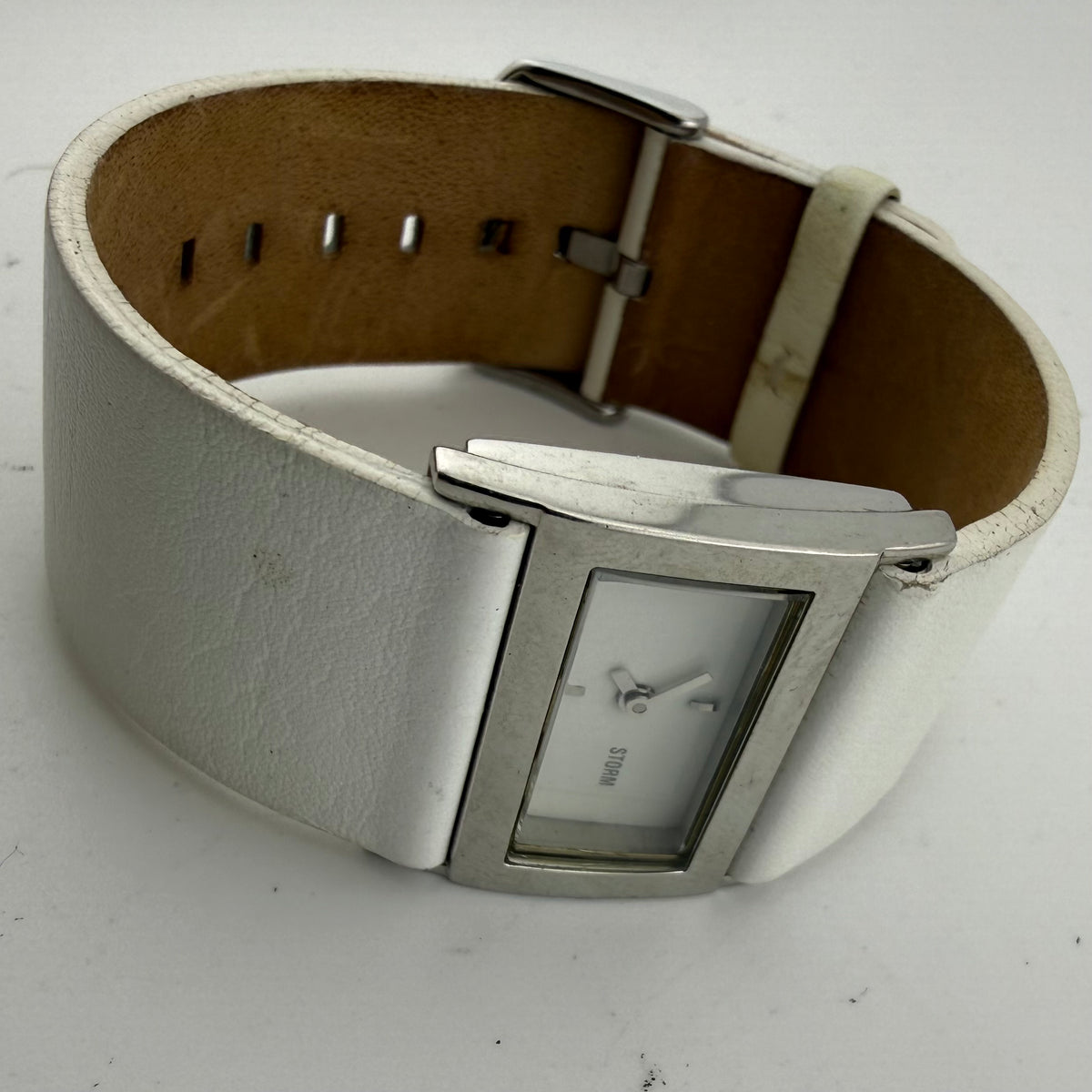 STORM Mojo 02772 White Leather Strap Rectangular Quartz Watch Fully Tested and Working- £28.00