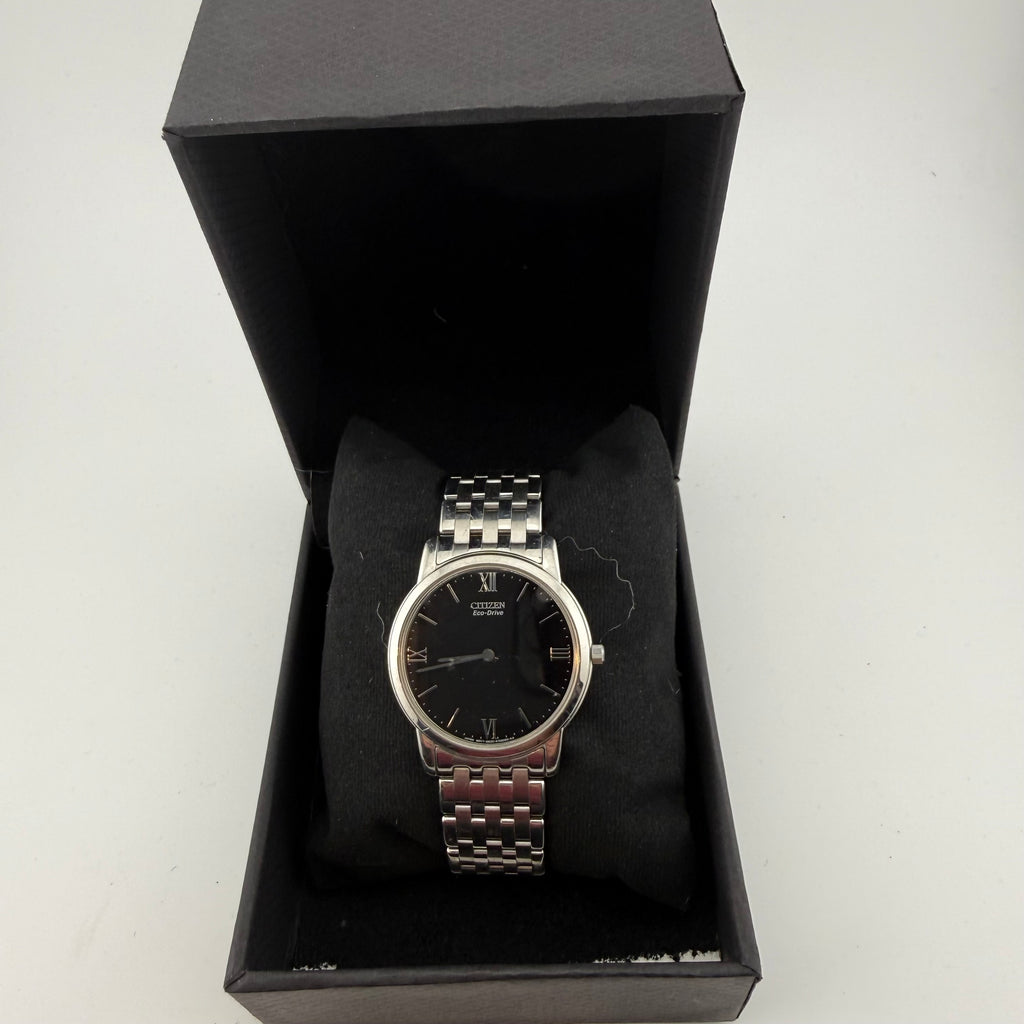 Citizen Eco-Drive Black Dial Ultra Slim Stainless Steel Gents Dress Watch 39mm Boxed (Fully Tested and Working)- £90.00