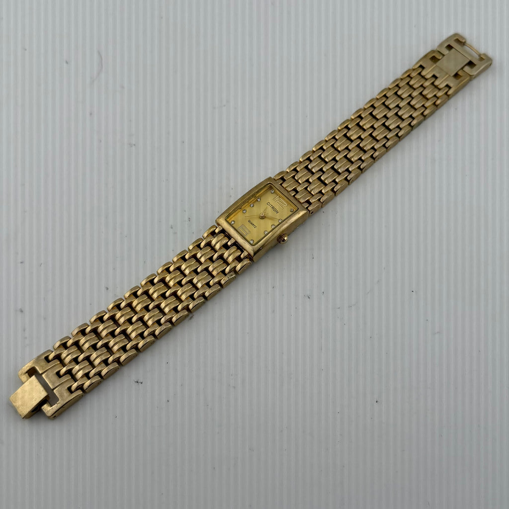 Citron CY973X Ladies Gold Tone Crystal Dial Quartz Bracelet Watch Fully Tested and Working