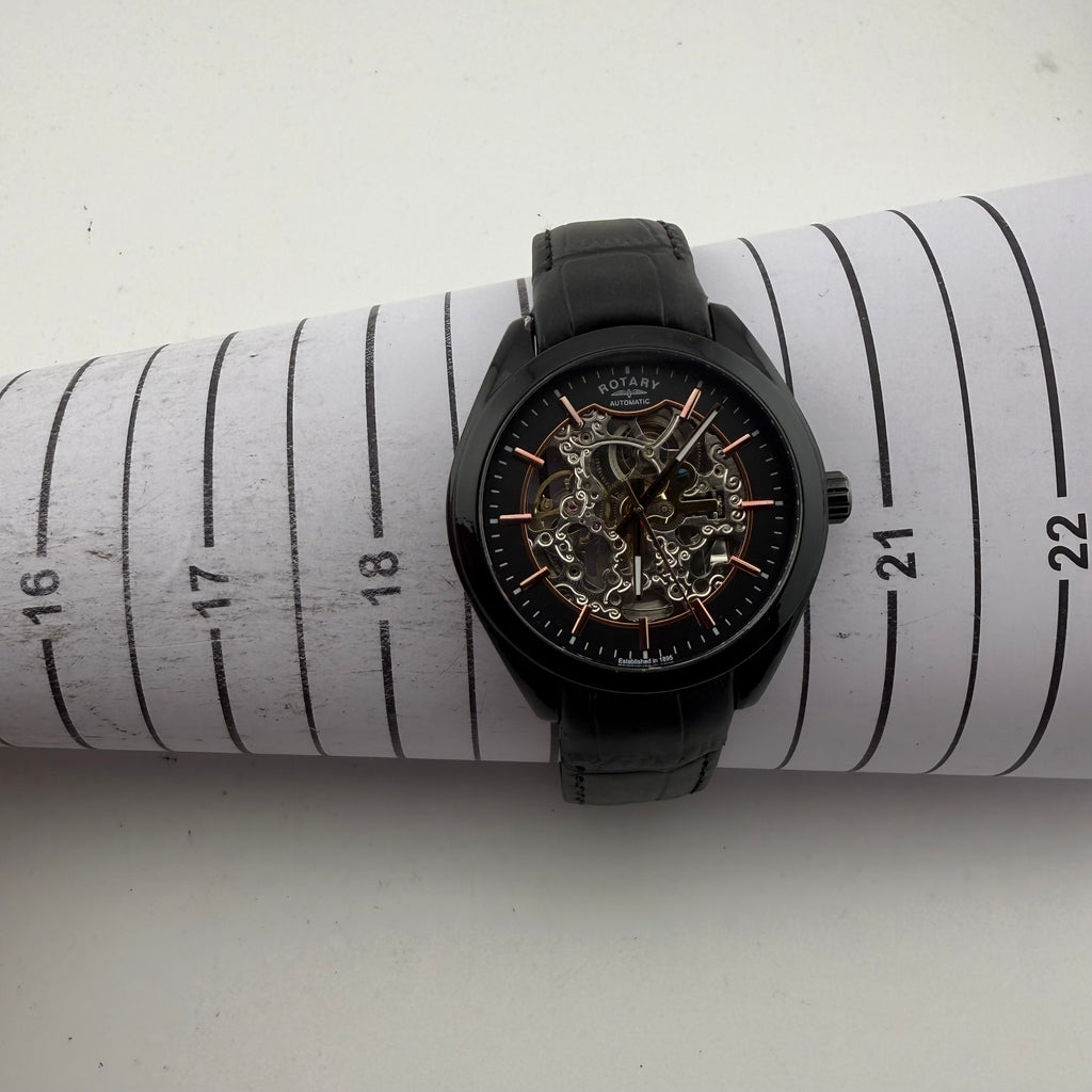 Rotary GS03630/04 Automatic Skeleton Watch Black Rose Gold – Fully Serviced Boxed- £150.00
