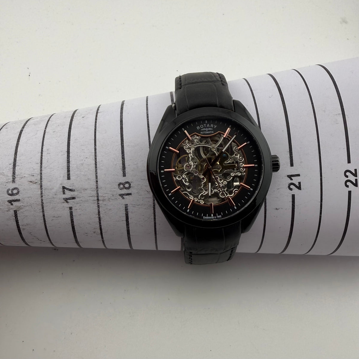 Rotary GS03630/04 Automatic Skeleton Watch Black Rose Gold – Fully Serviced Boxed- £150.00
