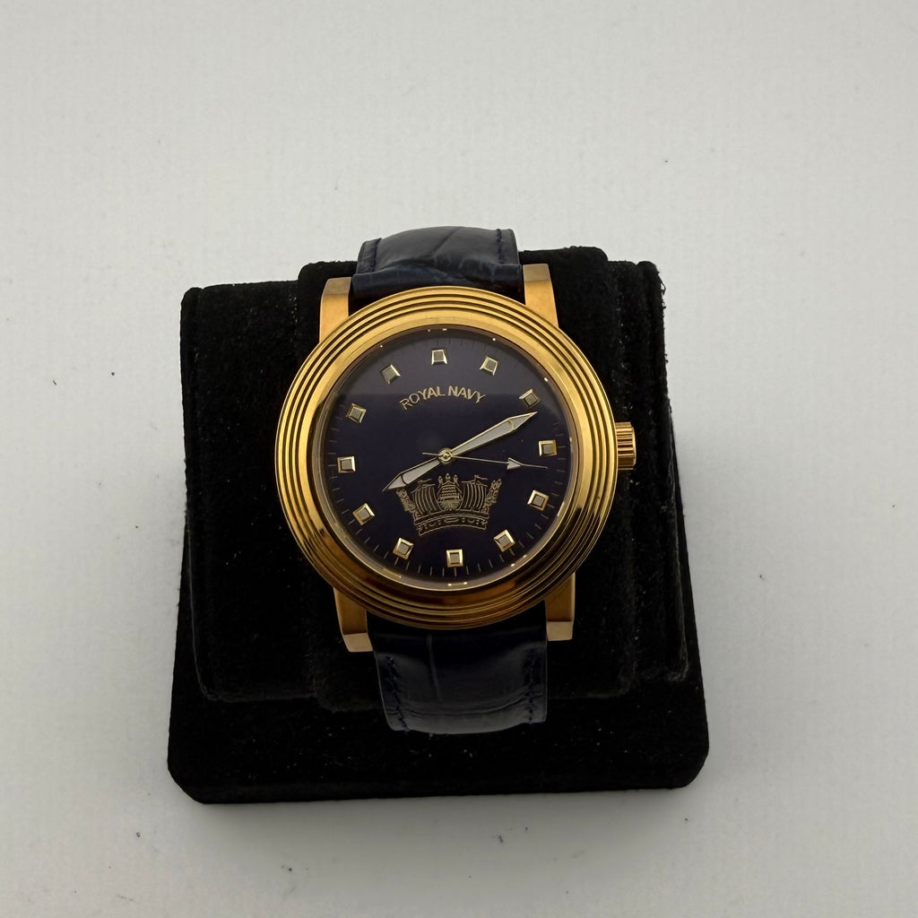 Royal Navy RN1008D Naval Crown Gold Tone Blue Dial Men’s Watch 45mm Rare Find- £55.00