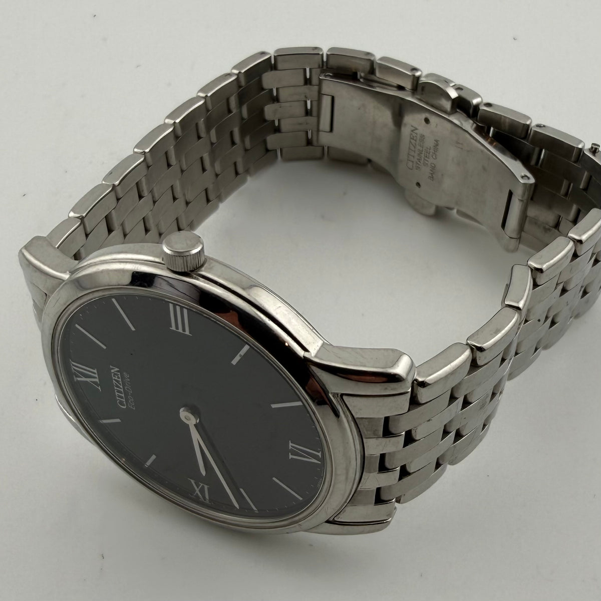 Citizen Eco-Drive Black Dial Ultra Slim Stainless Steel Gents Dress Watch 39mm Boxed (Fully Tested and Working)- £90.00