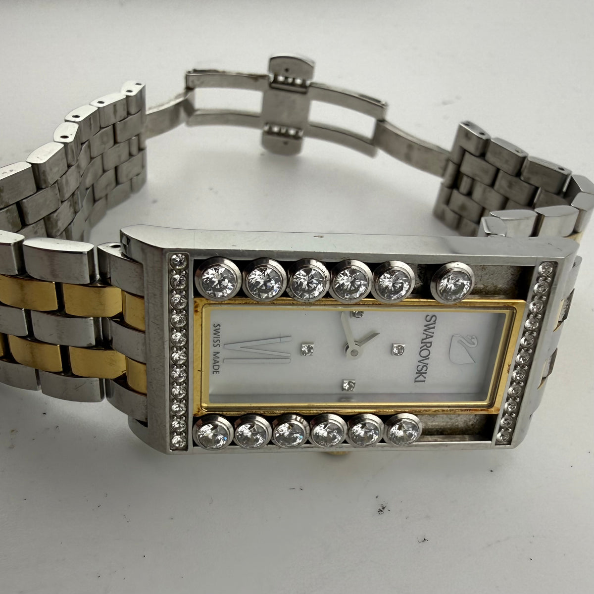 Swarovski Lovely Crystals Square 5096689 Two-Tone Swiss Watch – Boxed + Spare Links- £175.00