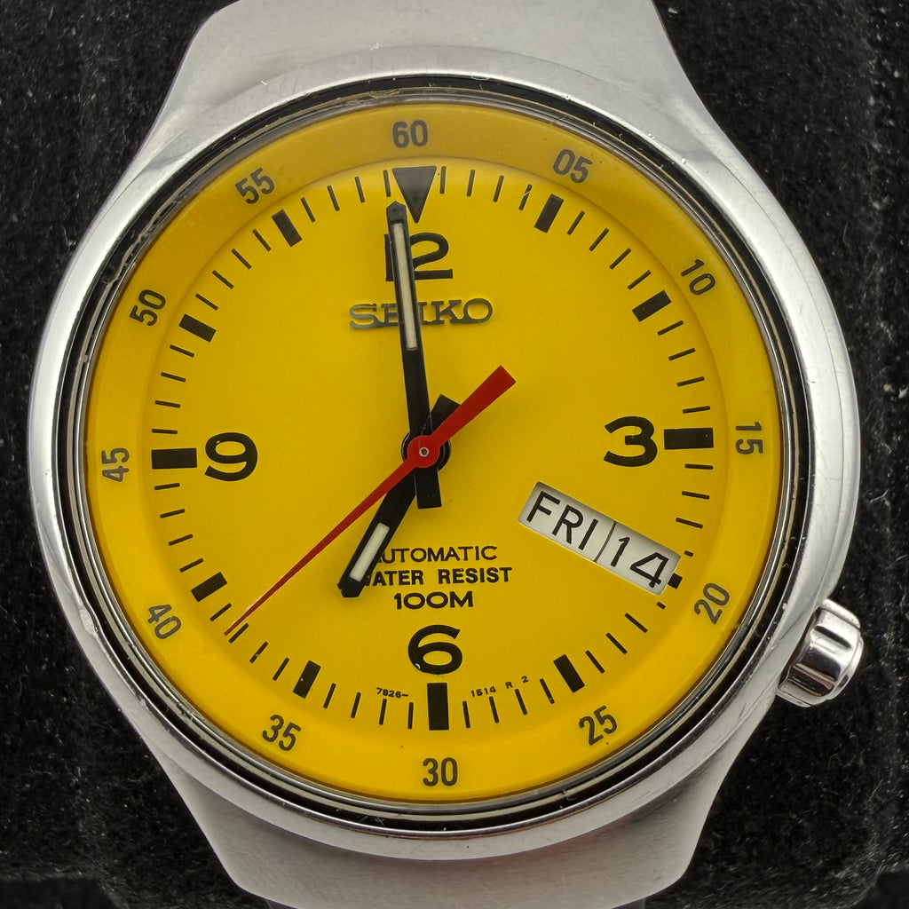 Vintage Seiko S-Wave 7S26-0110 Yellow Dial Automatic 1997 38mm Boxed- £180.00