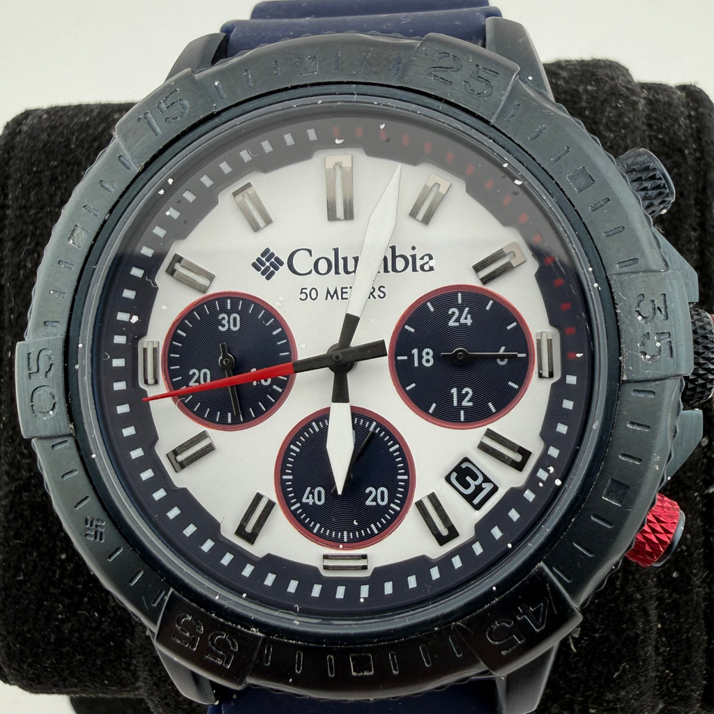 Columbia Peak Patrol Gents Chronograph 50M Black Blue Watch Fully Tested and Working- £40.00