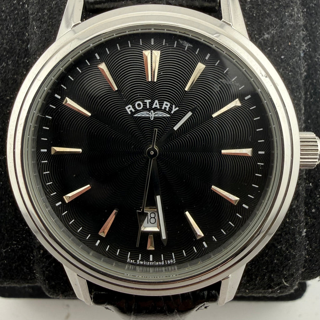 Rotary GS03439 Gents Black Dial Date Quartz Leather Watch Fully Tested and Working- £40.00