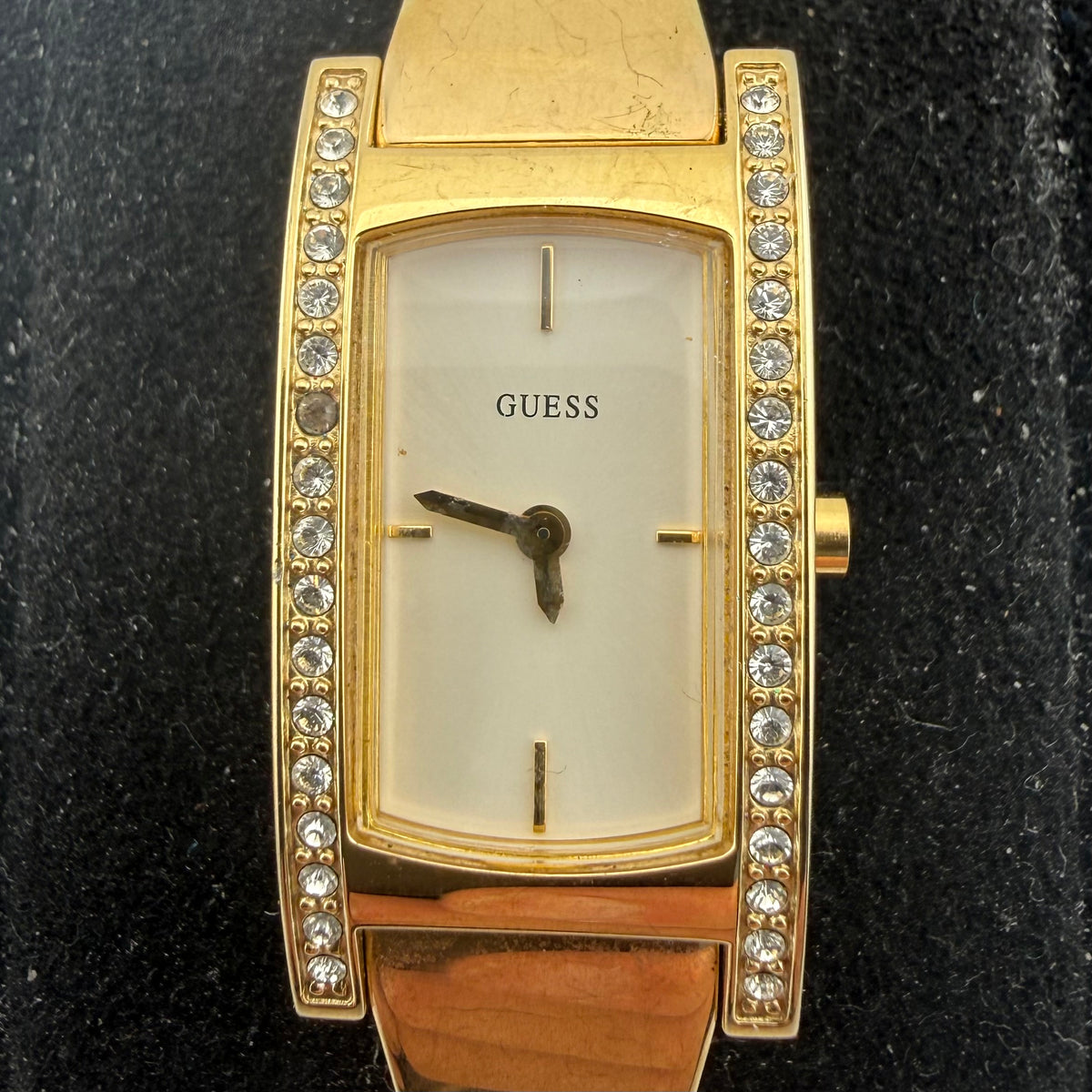 GUESS Ladies Gold Tone Crystal Set Rectangular Bracelet Watch Fully Tested and Working- £35.00