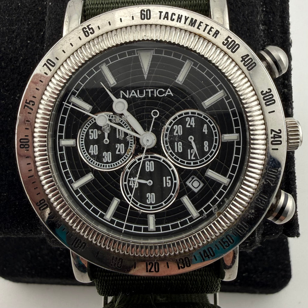 Nautica Men’s Dark Green Dial Quartz Chronograph Tachymeter 48mm Watch (Fully Tested and working)- £60.00