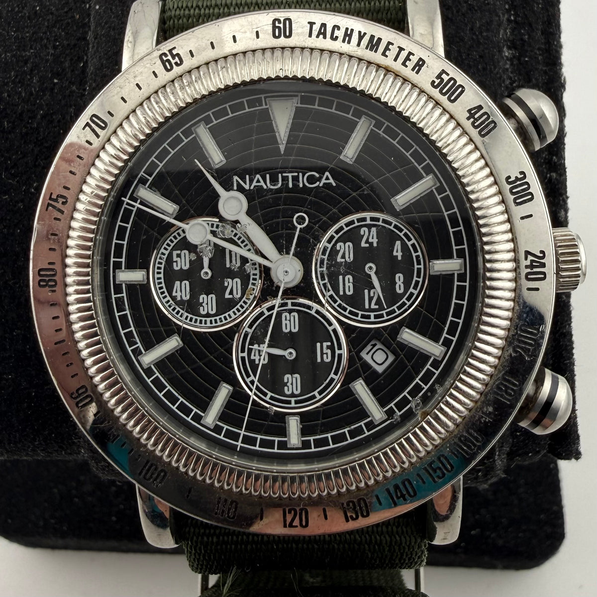 Nautica Men’s Dark Green Dial Quartz Chronograph Tachymeter 48mm Watch (Fully Tested and working)- £60.00