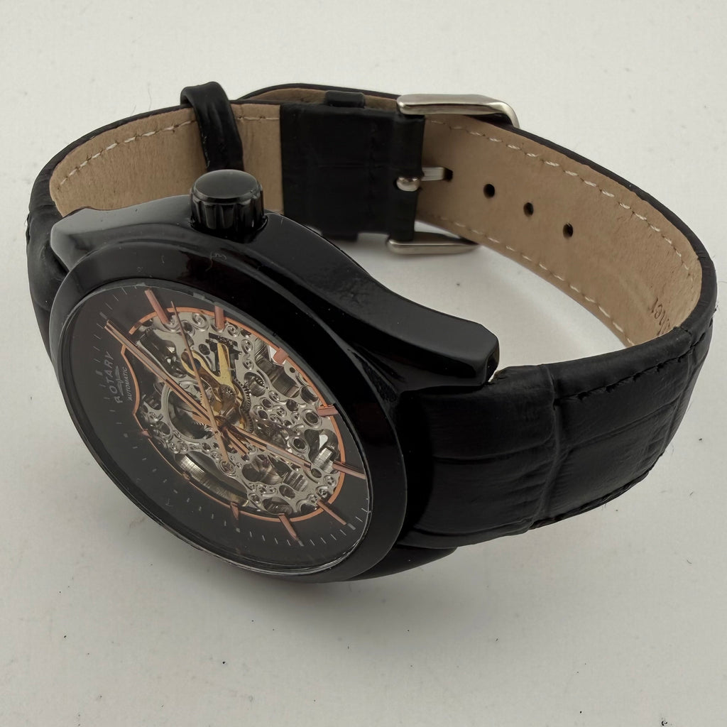Rotary GS03630/04 Automatic Skeleton Watch Black Rose Gold – Fully Serviced Boxed- £150.00