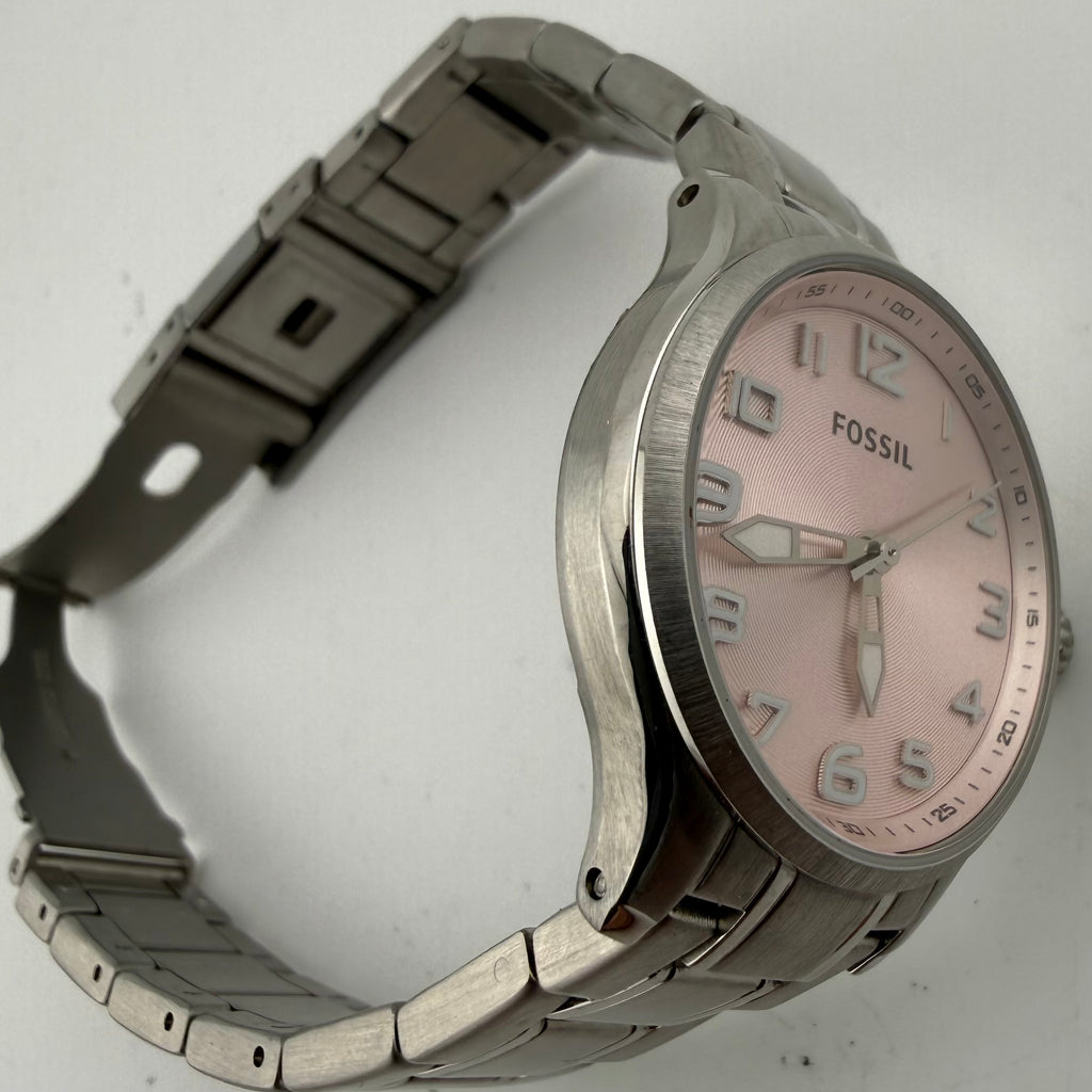 Fossil AM4294 Ladies Pink Dial Stainless Steel Quartz Watch 33mm (Fully Tested and working)- £30.00