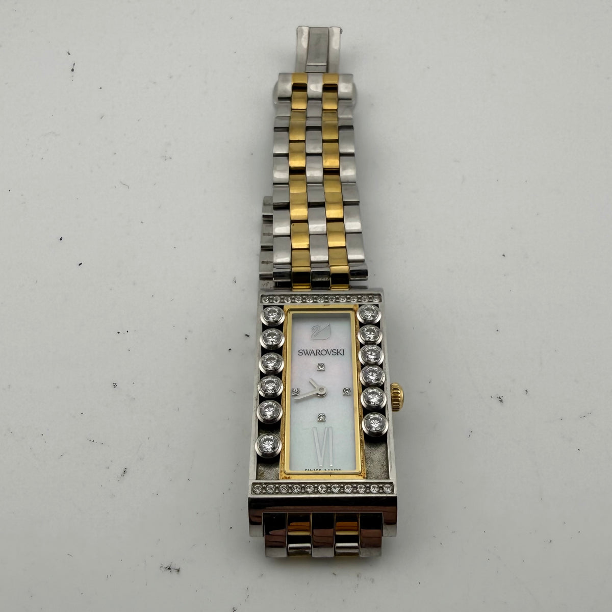 Swarovski Lovely Crystals Square 5096689 Two-Tone Swiss Watch – Boxed + Spare Links- £175.00