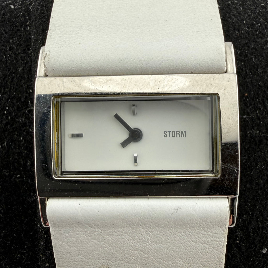 STORM Mojo 02772 White Leather Strap Rectangular Quartz Watch Fully Tested and Working- £28.00