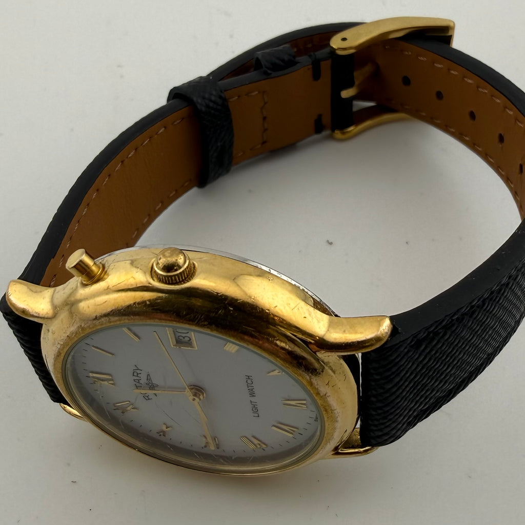 Rotary Swiss Light Watch Vintage Gold Tone Mens Quartz Date (Fully Tested and working)- £50.00