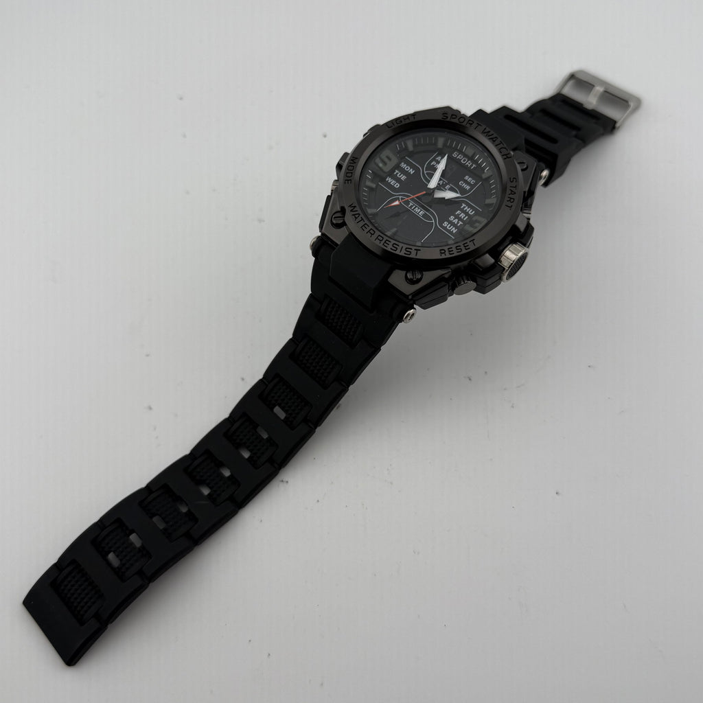 Sport Gents Large 54mm Ana-Digi Sport Watch Black Silicone Day Date Alarm Working